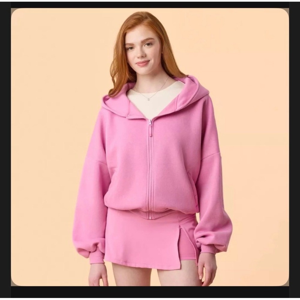 Blogilates Marshmallow Hoodie Womens 2X Light Pink Full Zip Oversized NWT
